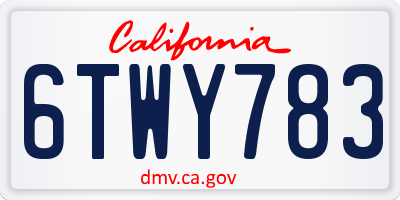 CA license plate 6TWY783