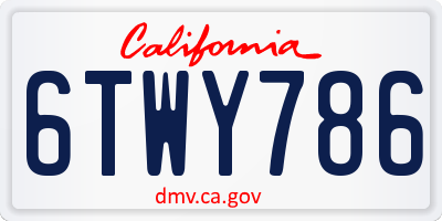 CA license plate 6TWY786