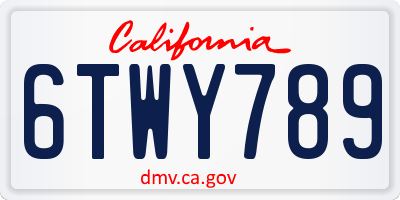 CA license plate 6TWY789