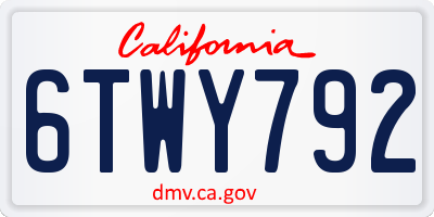 CA license plate 6TWY792