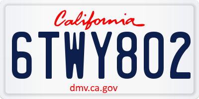 CA license plate 6TWY802
