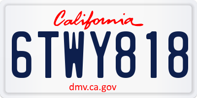 CA license plate 6TWY818