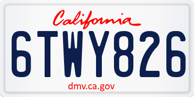 CA license plate 6TWY826