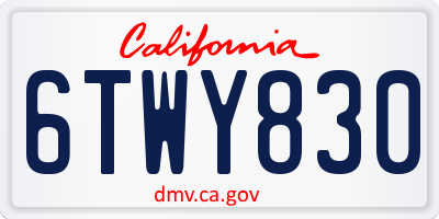 CA license plate 6TWY830