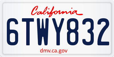 CA license plate 6TWY832