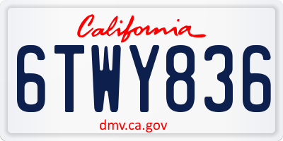 CA license plate 6TWY836