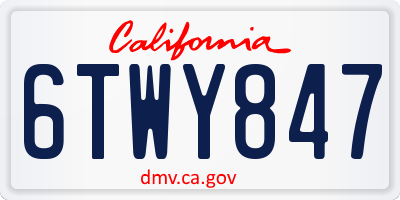 CA license plate 6TWY847