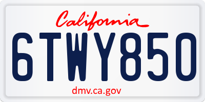 CA license plate 6TWY850