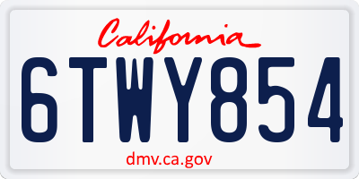 CA license plate 6TWY854
