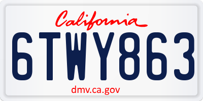 CA license plate 6TWY863