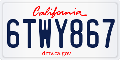 CA license plate 6TWY867