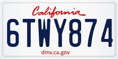 CA license plate 6TWY874