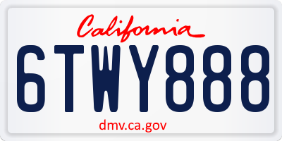 CA license plate 6TWY888