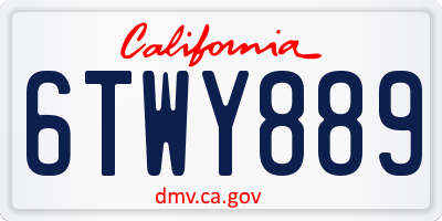 CA license plate 6TWY889