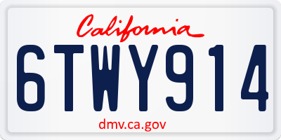 CA license plate 6TWY914