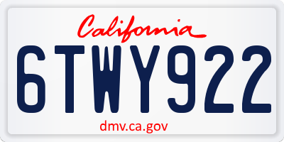 CA license plate 6TWY922
