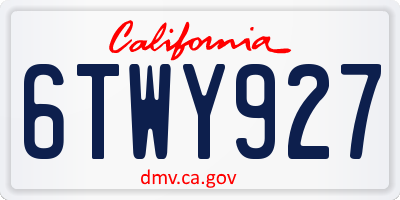 CA license plate 6TWY927