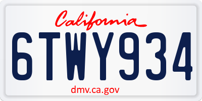 CA license plate 6TWY934