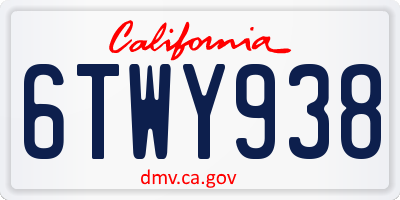 CA license plate 6TWY938