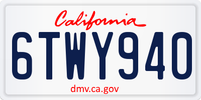 CA license plate 6TWY940