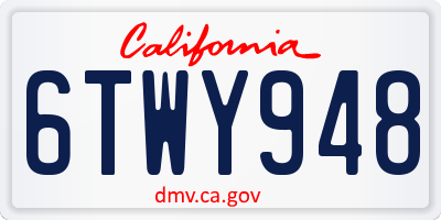 CA license plate 6TWY948