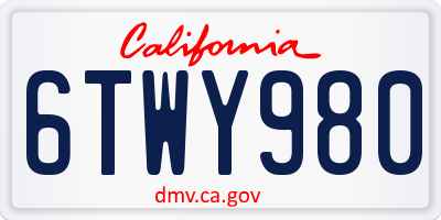 CA license plate 6TWY980