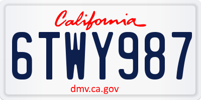 CA license plate 6TWY987
