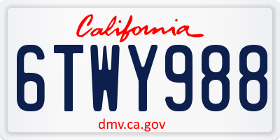 CA license plate 6TWY988