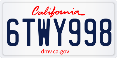 CA license plate 6TWY998