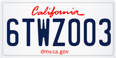 CA license plate 6TWZ003