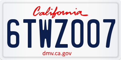 CA license plate 6TWZ007