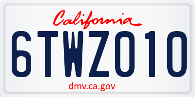 CA license plate 6TWZ010