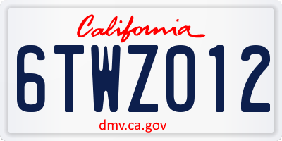 CA license plate 6TWZ012