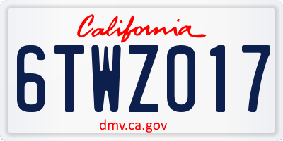 CA license plate 6TWZ017