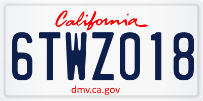 CA license plate 6TWZ018