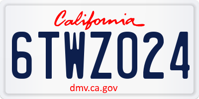 CA license plate 6TWZ024