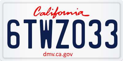 CA license plate 6TWZ033