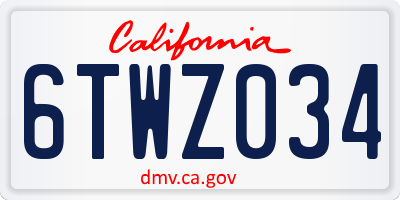 CA license plate 6TWZ034