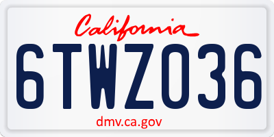 CA license plate 6TWZ036