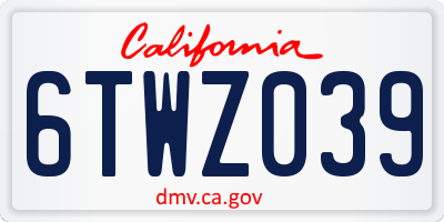 CA license plate 6TWZ039