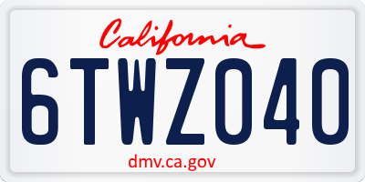 CA license plate 6TWZ040