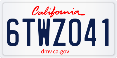 CA license plate 6TWZ041