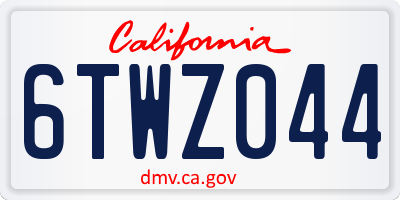 CA license plate 6TWZ044