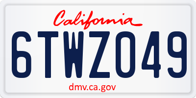 CA license plate 6TWZ049
