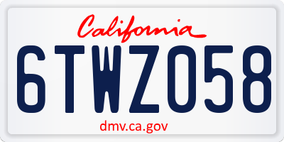 CA license plate 6TWZ058
