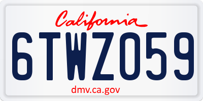 CA license plate 6TWZ059