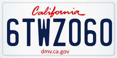 CA license plate 6TWZ060