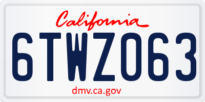 CA license plate 6TWZ063