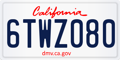 CA license plate 6TWZ080