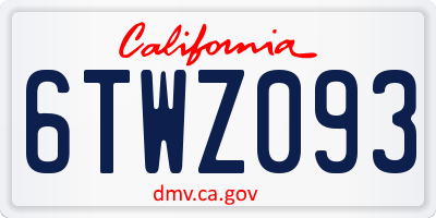 CA license plate 6TWZ093